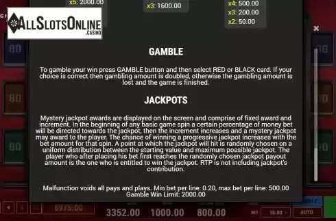 Gamble feature screen