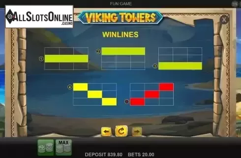 Paylines screen
