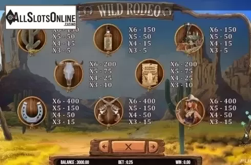 Paytable 2. Wild Rodeo (Fugaso) from Fugaso