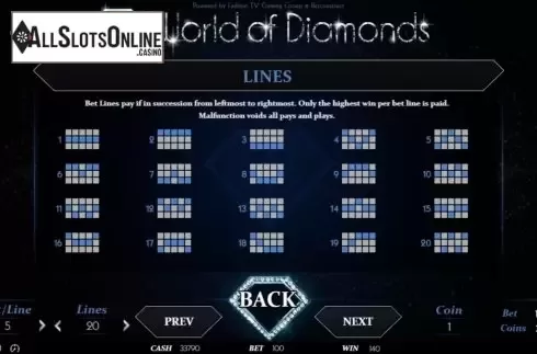Paylines. World of Diamonds from BetConstruct