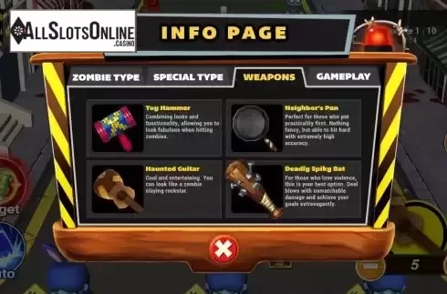 Weapons screen