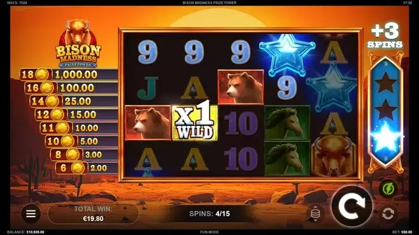 Bison Madness PrizeTower slot screenshot 3