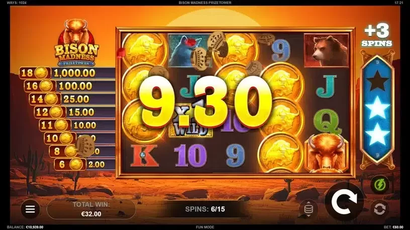 Bison Madness PrizeTower slot screenshot 4