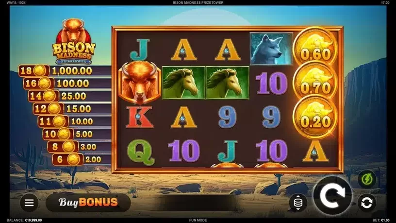 Bison Madness PrizeTower slot screenshot 1