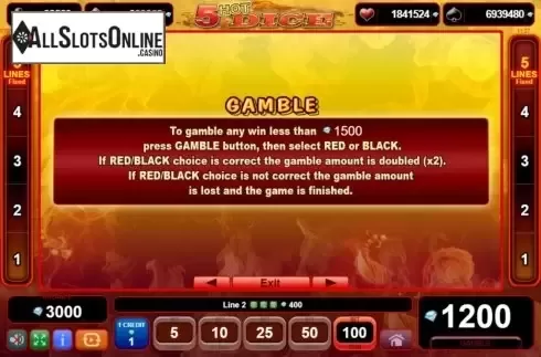 Features. 5 Hot Dice from EGT