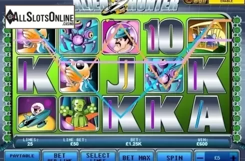 Win Screen. Alien Hunter from Playtech