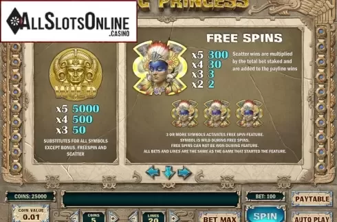 Screen3. Aztec Princess from Play'n Go