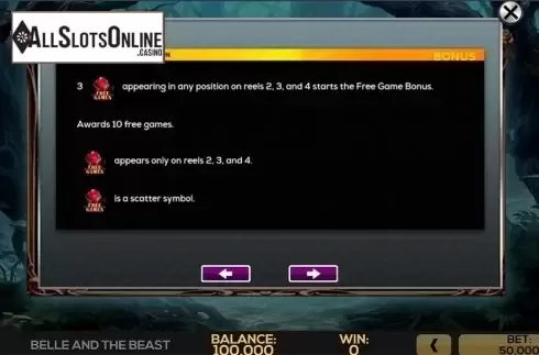 Paytable . Belle and the Beast from High 5 Games