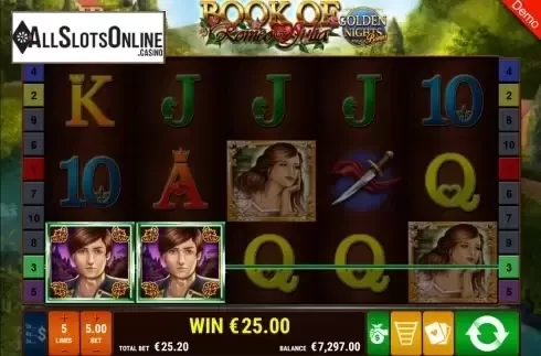 Win screen 2. Book of Romeo and Julia Golden Nights from Gamomat