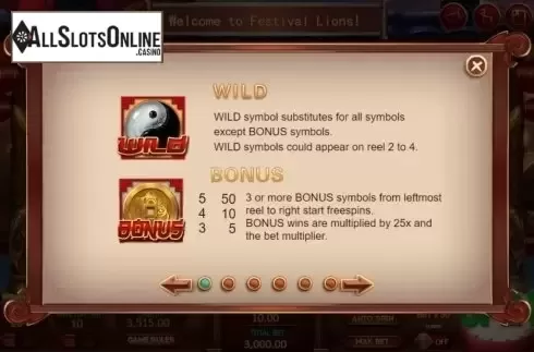 Features. Festival Lions from XIN Gaming