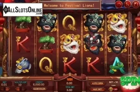 Game Screen. Festival Lions from XIN Gaming