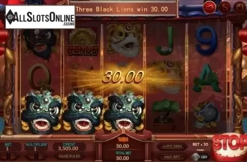 Win Screen. Festival Lions from XIN Gaming