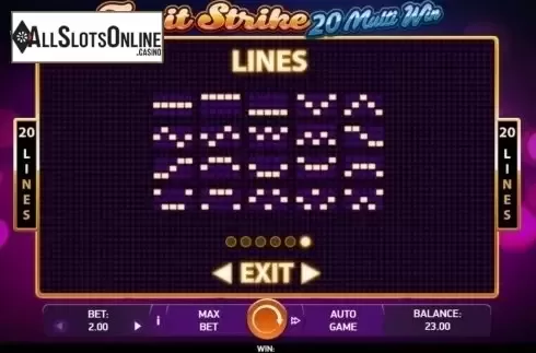 Paylines. Fruit Strike: 20 Multi Win from Bet2Tech