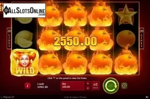 Win Screen . Fruits & Joker from Playson
