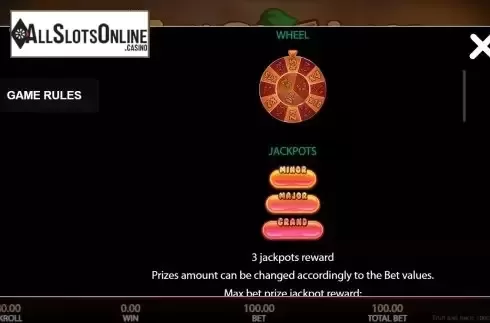 Wheel and Jackpots screen
