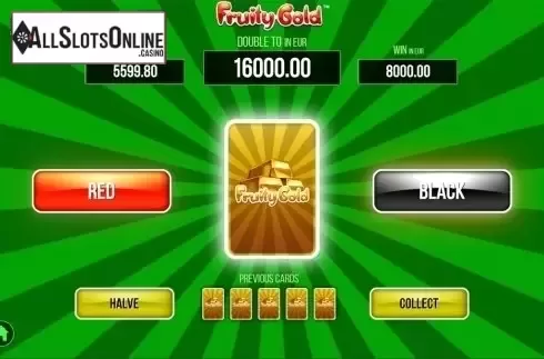 Gamble game screen. Fruity Gold from SYNOT