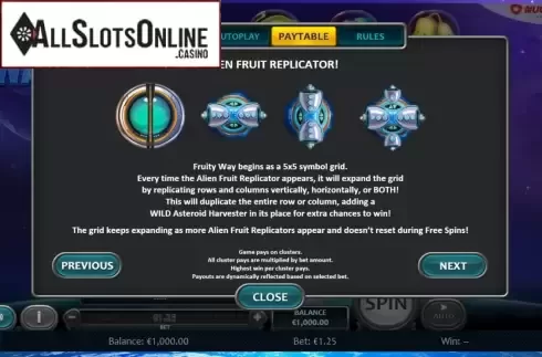 Feature screen 1. Fruity Way from Nucleus Gaming