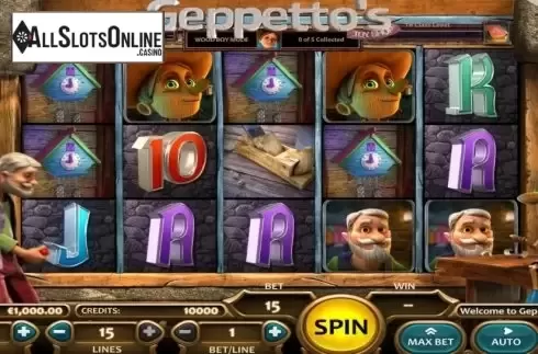 Reel Screen. Geppetto's Toy Shop from Nucleus Gaming