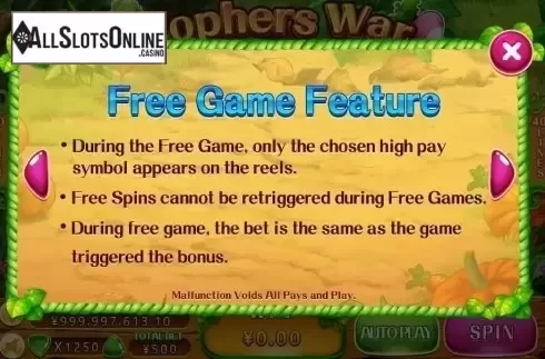 Free Spins. Gophers War from CQ9Gaming