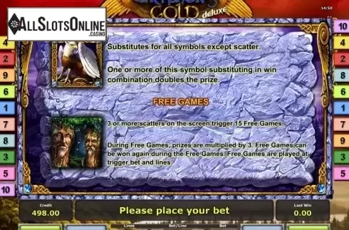 Paytable 2. Gryphon's Gold deluxe from Greentube