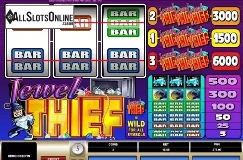 Win Screen. Jewel Thief from Microgaming