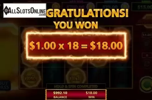 Hold & Spin feature win screen
