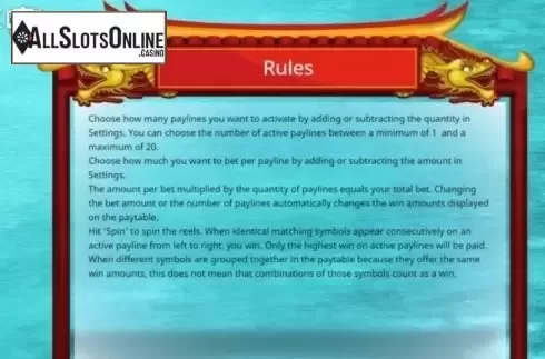 Paytable 2. Legend of Qu Yuan from Booming Games