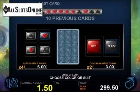 Risk Game Screen. Lord of Luck (Casino Technology) from Casino Technology