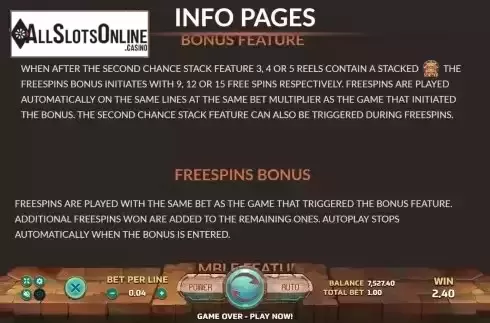 Features screen