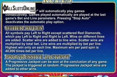 Rules. Mister Money from RTG