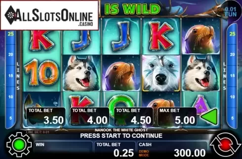 Reel screen. Nanook The White Ghost from Casino Technology