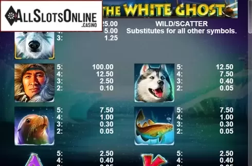 Paytable 1. Nanook The White Ghost from Casino Technology