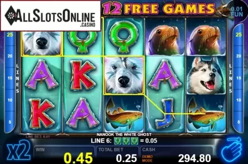 Win screen 3. Nanook The White Ghost from Casino Technology