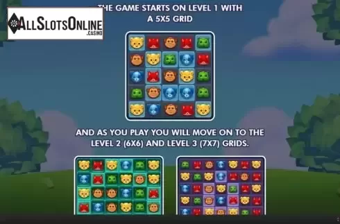 Three levels of play screen