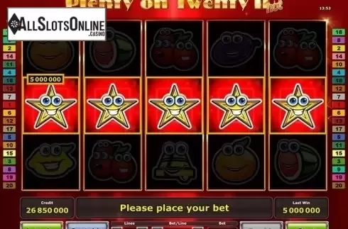 Win screen. Plenty on Twenty II hot from Greentube