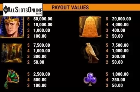 Paytable 5. Ramses Book RHFP from Gamomat