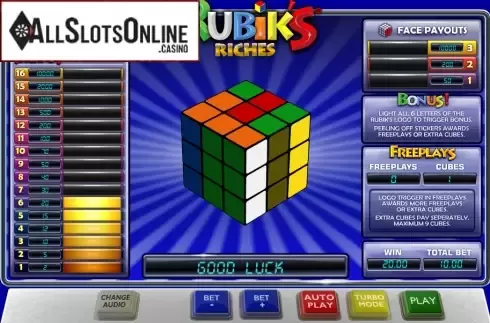 Win screen. Rubik's Riches from Playtech