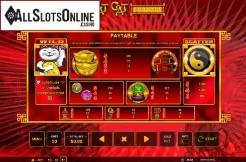 Paytable screen 1. Scat Cat Fortune from High Flyer Games