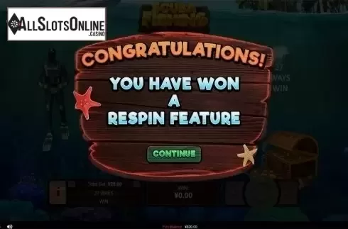Respin win screen. Scuba Fishing from RTG