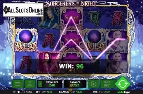 Wild Win screen. Sorcerers of the Night from StakeLogic
