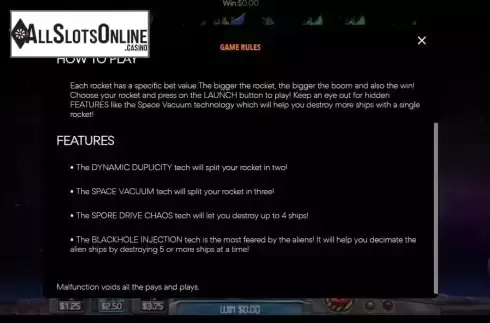 Game Rules screen 2