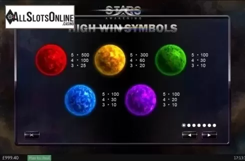 Screen2. Stars Awakening from Playtech