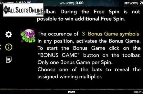 Bonus game screen