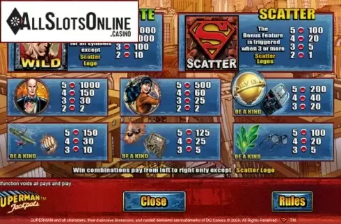 Screen2. Superman Jackpots from Amaya