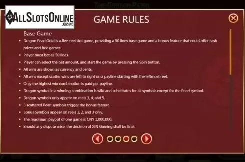 Rules 1. The Dragon Pearl Gold from XIN Gaming