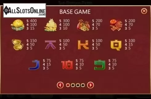 Paytable. The Dragon Pearl Gold from XIN Gaming
