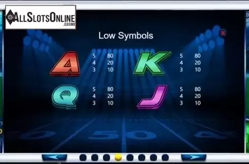 Paytable. Touchdown Hottie from XIN Gaming