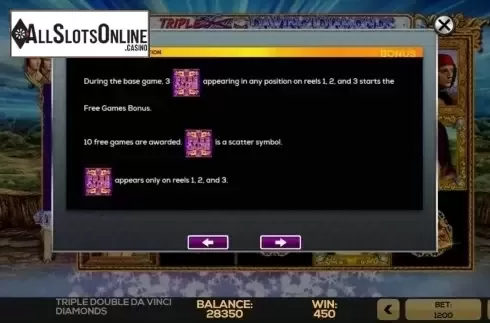 Features 1. Triple Double DaVinci Diamonds from High 5 Games