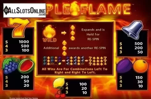 Paytable 1. Triple Flame HD from Merkur