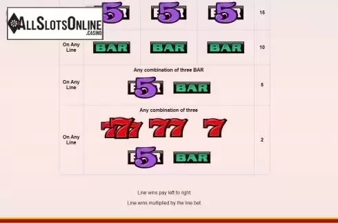 Paytable screen 3